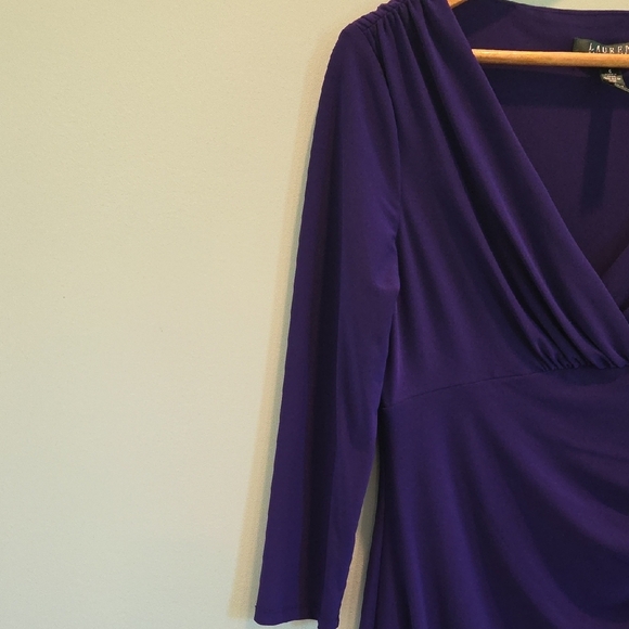 Lauren By Ralph Lauren Form-Fitting Purple Dress Knee-Length Women's Size 6 - Picture 8 of 13